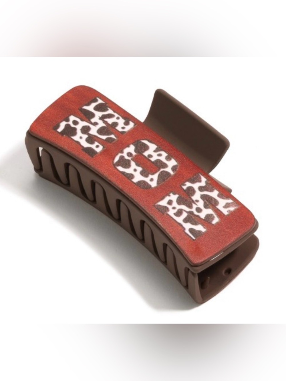 Vegan Leather Cow Print MOM Hair Claw Clip